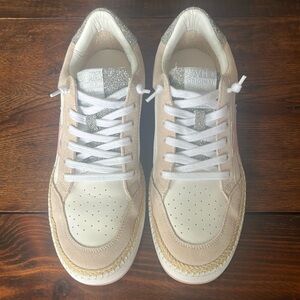 Vintage Havana Beige & Baby Pink Raffia Lined Sneaker